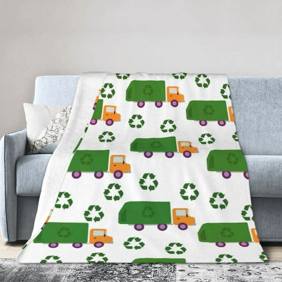 Wijzvio Truck Garbage Throw Blanket Soft Fuzzy Fleece Blanket For Couch Bed Living Room Decoration 40"X30"