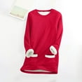 thumbnail image 3 of TYGHBN Women's Long Sleeve Round Neck Pocket Solid Color Pullover Sweatshirt with Thick Warm Shirt Winter Top Ladies Petite Sweatpants Sweater Jacket Women Hoodies Women Zipper Front Ladies Small Zip, 3 of 3