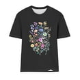 thumbnail image 4 of Njagoc3 Womens Pure Gray Flower Print Top Minimalist Colorful Blooms Crew Neck, 4 of 6