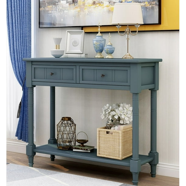 Console Table For Living Room Segmart Modern With Drawers Entryway Storage Elegant Entry Shelves Hallway Foyer Study Navy H1019 Com Segmart Modern Console Table, Elegant Console Table Decor
