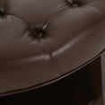 thumbnail image 4 of Christopher Knight Home Rumbrook  Faux Leather and Rubberwood Round Ottoman with Open Shelf by  Espresso/ Dark Brown, 4 of 5