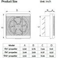 thumbnail image 3 of 8 Inch Wall Mounted Exhaust Fan Double Direction Air Extractor for Bathroom Kitchen Attic Window Basement, 8" Propeller - 12"×12" Panel - 300 CFM Reversible Airflow, 3 of 4