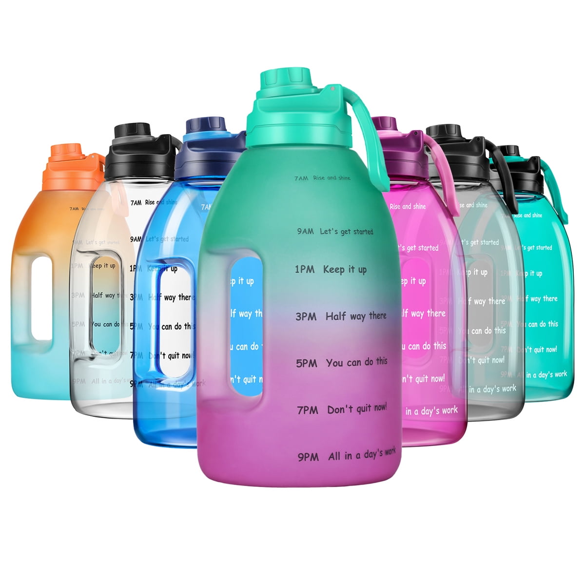 Kepooman Reusable Large-Capacity Water Bottle, Fitness Sports Water Bottle with Leak Proof Flip Top Lid for Gym Yoga Fitness Camping with Time Marker-E Kepooman Reusable Large-Capacity Water Bottle, Fitness Sports Water Bottle with Leak Proof Flip Top Lid for Gym Yoga Fitness Camping with Time Marker-E