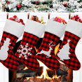 thumbnail image 3 of 4PCS Christmas Stockings, 18 Inch Large Red Black Buffalo Plaid Christmas Stockings with Plush Faux Fur Cuff, Fireplace Hanging Stockings for Xmas Holiday Party Decor, 3 of 6