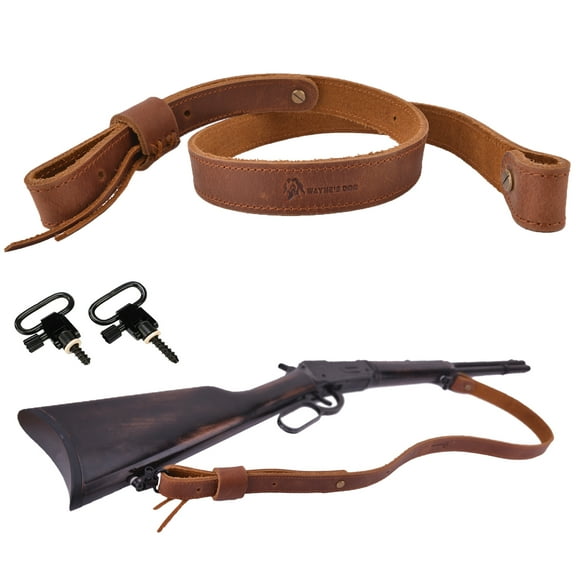 Cowhide Leather Rifle AND Shotgun Sling Strap Shooting Hunting Fit for Marlin & Henrry with Swivels