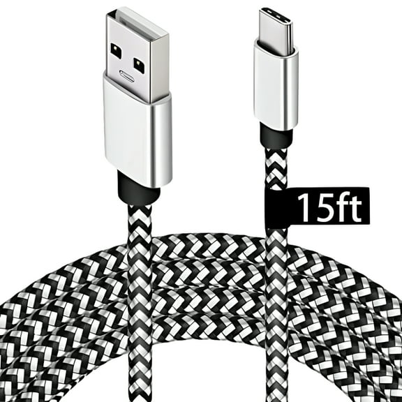 USB Type C Charger Cable,15FT Long USB C Cable for Google Pixel 4 XL,Samsung S10 S9 Plus S8, Galaxy Note 10, LG V30, DEEGO Nylon Braided Charging Type C Cord for Nintendo Switch MacBook Wall Charger
