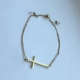thumbnail image 2 of Howard's Alcea Double Row Bolo Inspirational Dainty Cross Gold Bracelet for Women, 2 of 3
