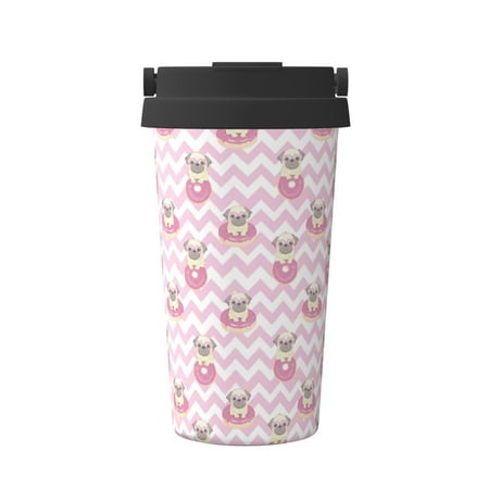 

KLL Pug And Donut Pattern Stainless Steel Vacuum Insulated Tumbler - Carry Insulated Coffee Mug - Reusable Insulated Cold Brew Iced Coffee Cup Thermos