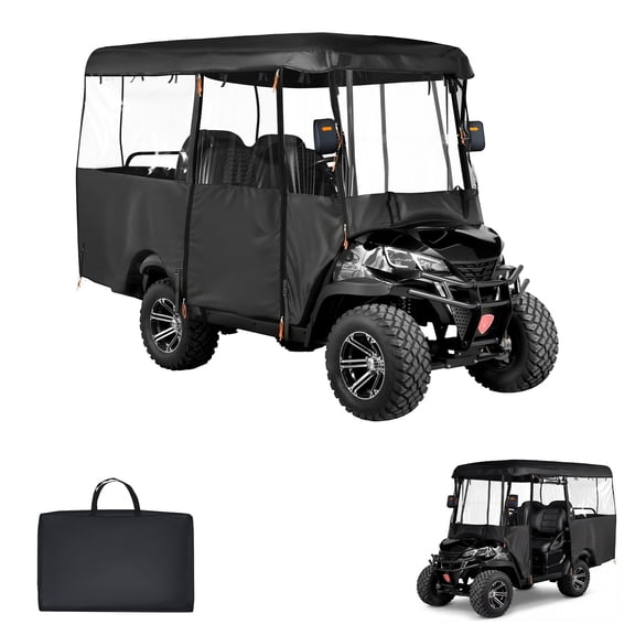 KFFKFF Durable Golf Cart Cover, Full-Enclosure for 2 2/4 Passenger Carts, Made from 600D Waterproof Oxford Fabric with PVC Coating, Compatible with Various Models Including Club Car, Yamaha, and EZGO