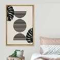 thumbnail image 3 of PixonSign Framed Canvas Print Wall Art Duotone Tropical Mid-Century Fan Leaf Collage Abstract Shapes Illustrations Modern Art Boho Decorative Chic for Living Room, Bedroom, Office - 16"x24" NATURAL, 3 of 5