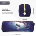 thumbnail image 3 of Rateoe Planets Stars And Galaxies Print Leather Pencil Case with Smooth Zipper, Compact Storage for Writing Tools & Art Supplies, 8.26" x 1.96" x 2.16", 3 of 7