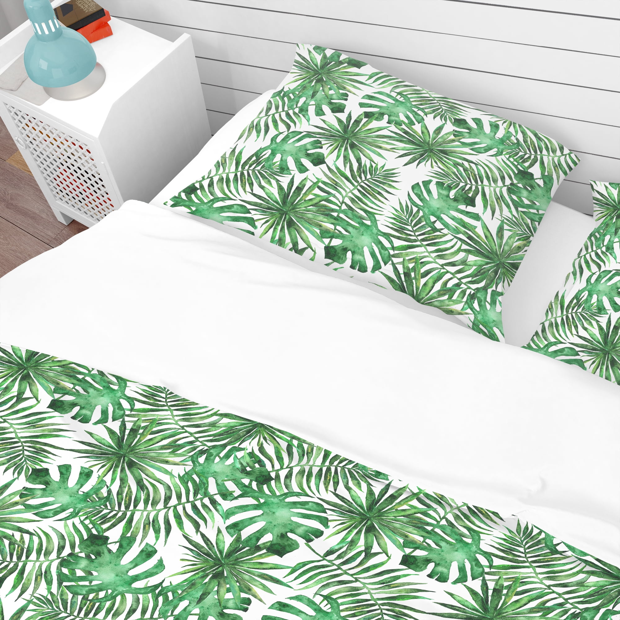 Designart 'Leaves & Brunches of Tropical Plants & Trees' Tropical Duvet Cover Set