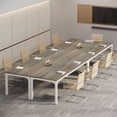 thumbnail image 1 of Tribesigns 78.74-Inch Large Conference Room Table, Modern Office Meeting Seminar Table Desk with Metal Legs and Adjustable Foot Pads, Seats 6-8 People, Oak Finish, 1 of 5