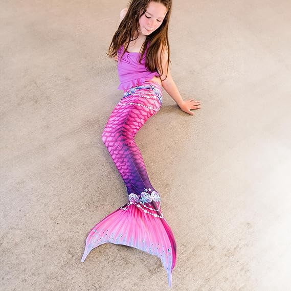 Fin Fun Fantasy Mermaid Tail for Girls and Boys, Monofin for Swimming Included, fits Youth Large to XLarge - Pink - New Edition
