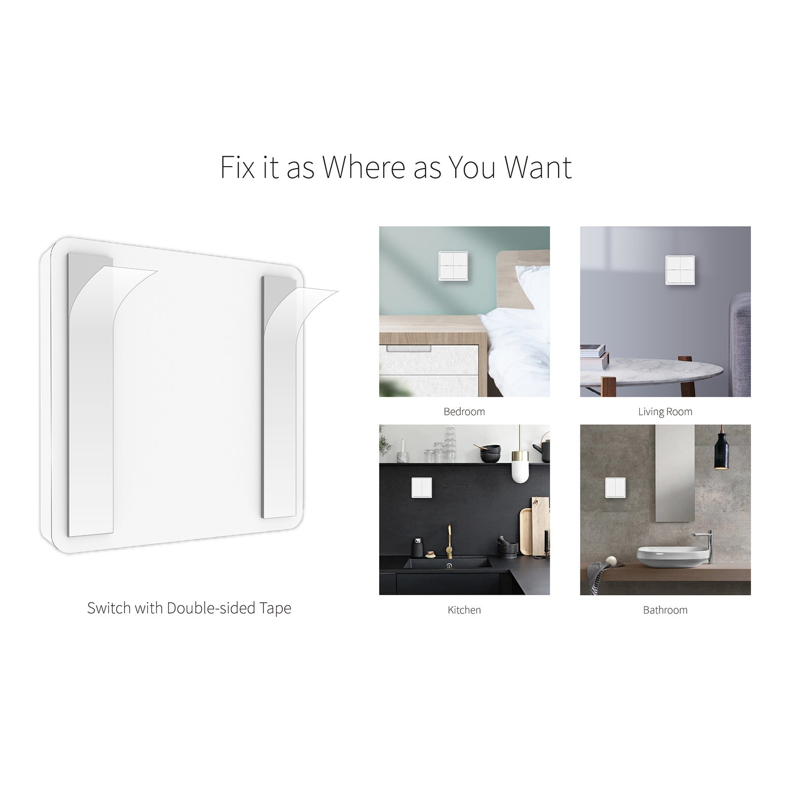 Gerich 4 Button Zigbee Wireless Smart Scene Pasting Switch Pasting Smart Linkage