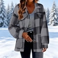 thumbnail image 2 of Liuinsasek Womens Casual Jacket Turned-Down Collar Long-Sleeve Fleece Checkered Button-Up Warm Coat with Pockets for Daily Fall Winter Wear, 2 of 10