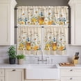 thumbnail image 4 of 3 Piece Kitchen Curtains and Valances Set White Daisy Cafe Curtains 24 Inch Length Spring Floral Bees Elegant Pastoral Botanical Valance & Tier Curtain for Living Room Bedroom 54"x18"+27"x24"*2, 4 of 6