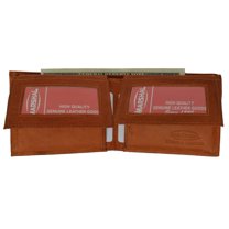 Mens Genuine Leather Bifold 2 Flap Up ID Card Holder Wallet 590 CF