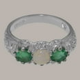 thumbnail image 4 of LBG British Made 14k White Gold Natural Opal & Emerald Womens Statement Ring - 33 size options - Size 6.75, 4 of 7