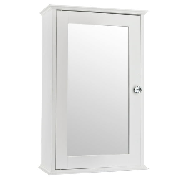UBesGoo Bathroom Cabinet Wall Mount Mirrored Medicine Cabinet Storage Organizer Single Door 2 Adjustable Shelves 13.4"X5.9"X20.87" White