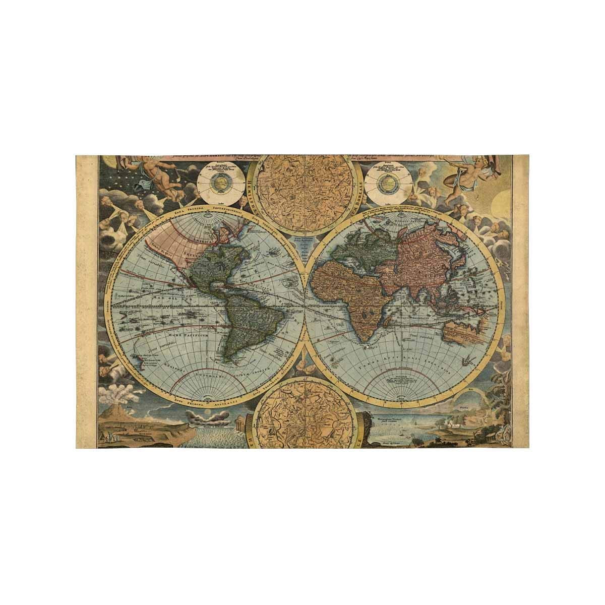 MKHERT Old World Map in Vintage Style Placemats Table Mats for Dining Room Kitchen Table