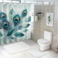thumbnail image 6 of JRXY Floral Realistic Peacock Feathers Blue Shiny Foliage Square Shower Curtain Multiple Sizes White, 6 of 6
