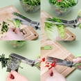 thumbnail image 3 of Tijeras para hierbas, tijeras multiusos afiladas para cortar hierbas de cocina con 5 cuchillas de acero inoxidable, cubierta de seguridad, peine de limpieza, geniales utensilios de cocina pa, 3 of 4