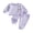 PURPLE, variant on Baby Girl 2Pcs Fall Outfits Long Sleeve 3D Flower Split Tops Pants Set Toddler Clothes