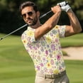 thumbnail image 2 of Uorisanigo Hippie Flower Couples' Golf Outfits Men Zipper Shirt Size S Short Sleeve Golf Casual Workout Cool Tops and Womens Golf Dress with Shorts Short Sleeve Tennis Sports Dresses, 2 of 8