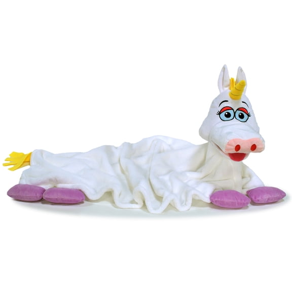 Cuddleuppets: Unicorn - White-Purple - 2-In-1: Plush Puppet & Blanket, Soft Magical Character, Play All Day & Cuddle All Night, Kids, Machine Washable