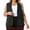 Black, variant on DARING DIVA Women's Plus Size Sleeveless Lapel V Neck Stripes Vest 1X Black