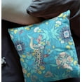 thumbnail image 4 of 20" Turquoise Peacock Indoor Outdoor Zip Throw Pillow, 4 of 5