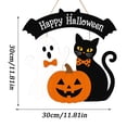thumbnail image 2 of Halloween Ghost Door Wreath Wooden Black Cat Pumpkin Hanging Sign Cute Bat Front Door Decoration for Porch Wall Entryway Indoor Outdoor Farmhouse Home and Halloween Party Decor,D, 2 of 7