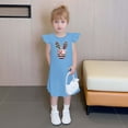 thumbnail image 4 of Cowsor Girls Easter Printed Flutter Sleeve Summer Dress Sleeveless Crew Neck Casual Lightweight Floral Easter Party Dress for Kids, 4 of 7