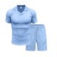 thumbnail image 4 of Mangas de Mano para Hombres Casual Sólido de Manga Corta Cuello Redondo Blusa Y Pantalones Cortos Conjunto, Traje de Dos Piezas de Poliéster de Moda para el Uso Diario de Primavera Verano, 4 of 6