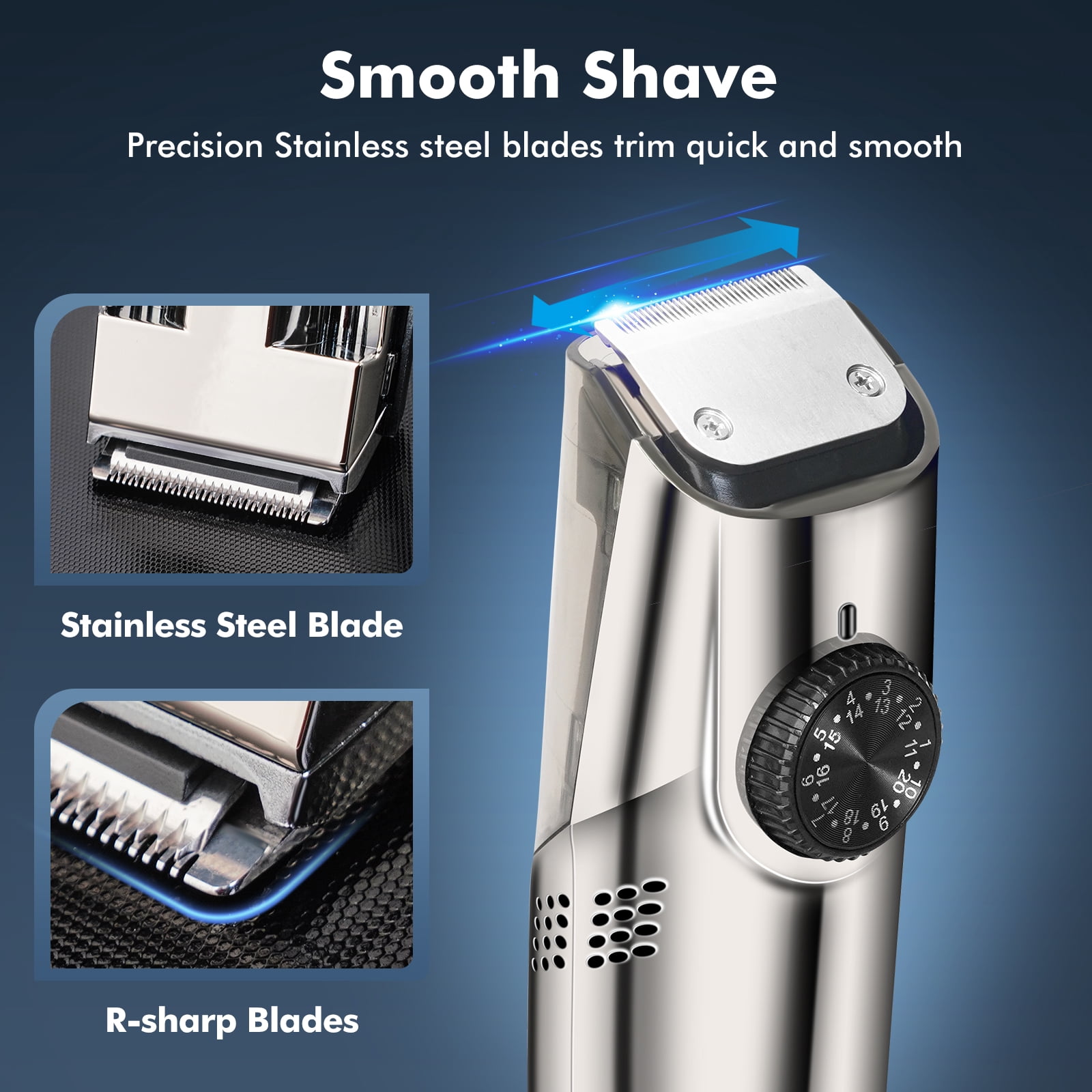 Prozing Vacuum Beard Trimmer for Men, Hair Clippers for Men with Adjustable Comb (1-20mm), Precision Blades Cordless Electric Razor for Mustache & Stubble, IPX6 Waterproof Grooming Shaver