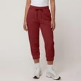 thumbnail image 2 of Womens Capri Joggers with Thin Fleece Drawstring Lounge Sweatpants Red Cropped Pants with Pockets Size XL, 2 of 9