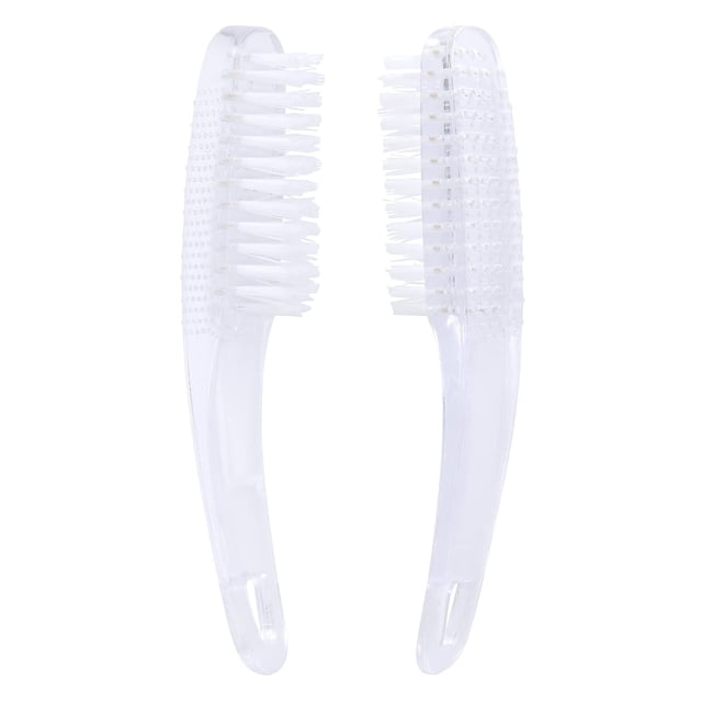 Nail Brush for Cleaning Fingernails 2 Pack, Fingernail Scrub Brush, Multifunctional Plastic Handle Pedicure Brushes, Nail Scrub Brush Set, Manicure Brush for Toes and Nails Women Men,clear