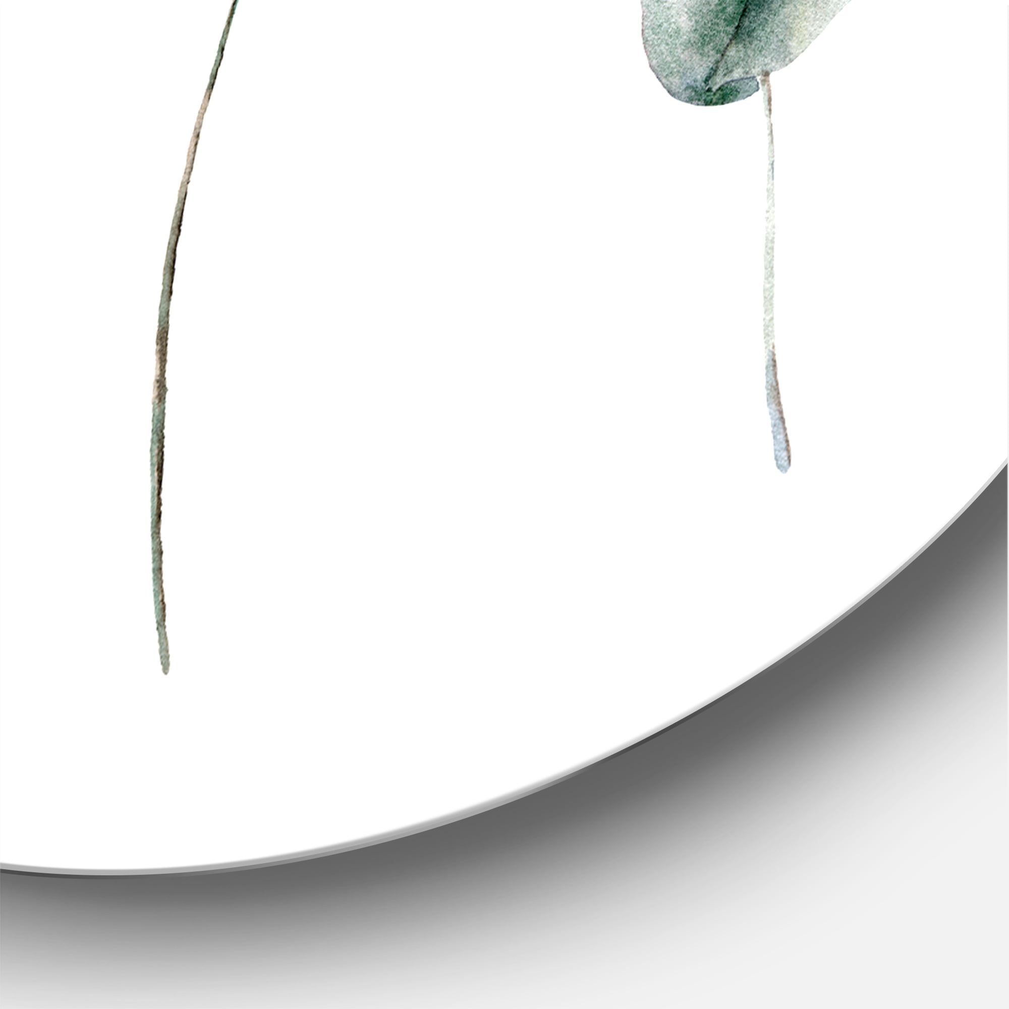 Designart 'Green Eucalyptus Plant Branches I' Traditional Circle Metal Wall Art 23x23 - Disc of 23