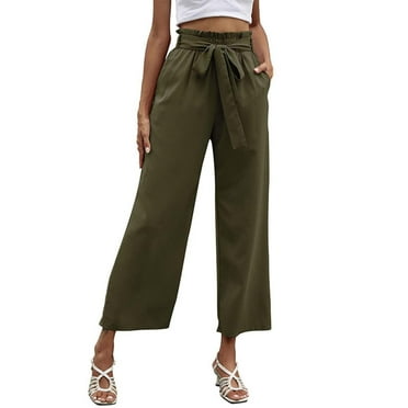 Wide Leg Pants for Women Clearance Capri pants Wide Leg Business Work Casual Women Pants Breathable Elastic High Waist Women Work Pants Deals Of the Day Clearance