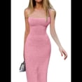 thumbnail image 1 of Vestido de Punto con Espalda Descubierta para Mujer, Sexy, para Fiesta, de Verano, con Abertura Lateral. Rosa L, 1 of 10