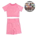 thumbnail image 2 of Conjunto de entrenamiento sin costuras para mujer, 2 piezas de cintura alta, pantalones cortos deportivos de yoga, trajes atléticos, ropa de gimnasio, 2 of 8