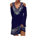 thumbnail image 1 of Vestidos para mujer Vestidos de otoño Moda Otoño Impresión Causal Cuello en V Manga larga Vestido con hombros descubiertos Odeerbi  ODB-5, 1 of 8
