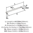 thumbnail image 5 of Amerock Coble 7-9/16 inch (192mm) Center-to-Center Polished Nickel Cabinet Pull, 5 of 6