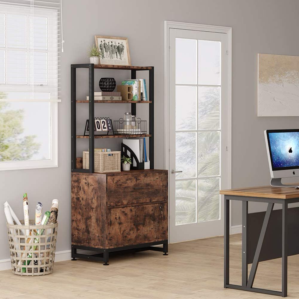 Tribesigns Tall File with 2 Lock Drawers, Industrial Letter