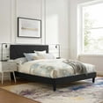 thumbnail image 2 of Modway Yasmine Channel Tufted Performance Velvet King Platform Bed in Charcoal, 2 of 5
