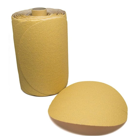 Benchmark Abrasives 6" PSA Gold Self Adhesive DA Sanding Disc Roll Aluminum Oxide Grains Designed For Surface Blending Edge Sanding General Stock Removal Orbital Sanders (100 Discs) - 40 Grit