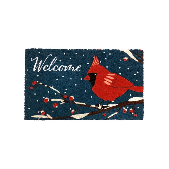 Briarwood Lane Coir Doormat 30x18 Cardinal Winter Natural Fiber For Winter Coir Doormat