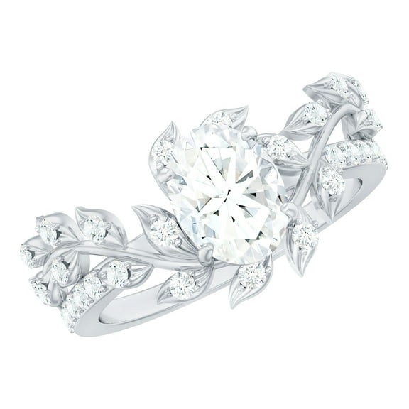Rosec Jewels Lab Grown Diamond Oval Engagement Ring for Women - Nature Inspired Ring (6X8 mm, 1 Carat), 925 Sterling Silver, US 4.00