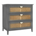 thumbnail image 3 of Accent Storage Cabinet, Entryway Side Table with 3 Drawers, Natural Rattan 3 Drawer Cabinet with Semi-circular Metal Handle, Modern Sofa Table Sideboard for Living Room Kitchen Bedroom, Gray, 3 of 8